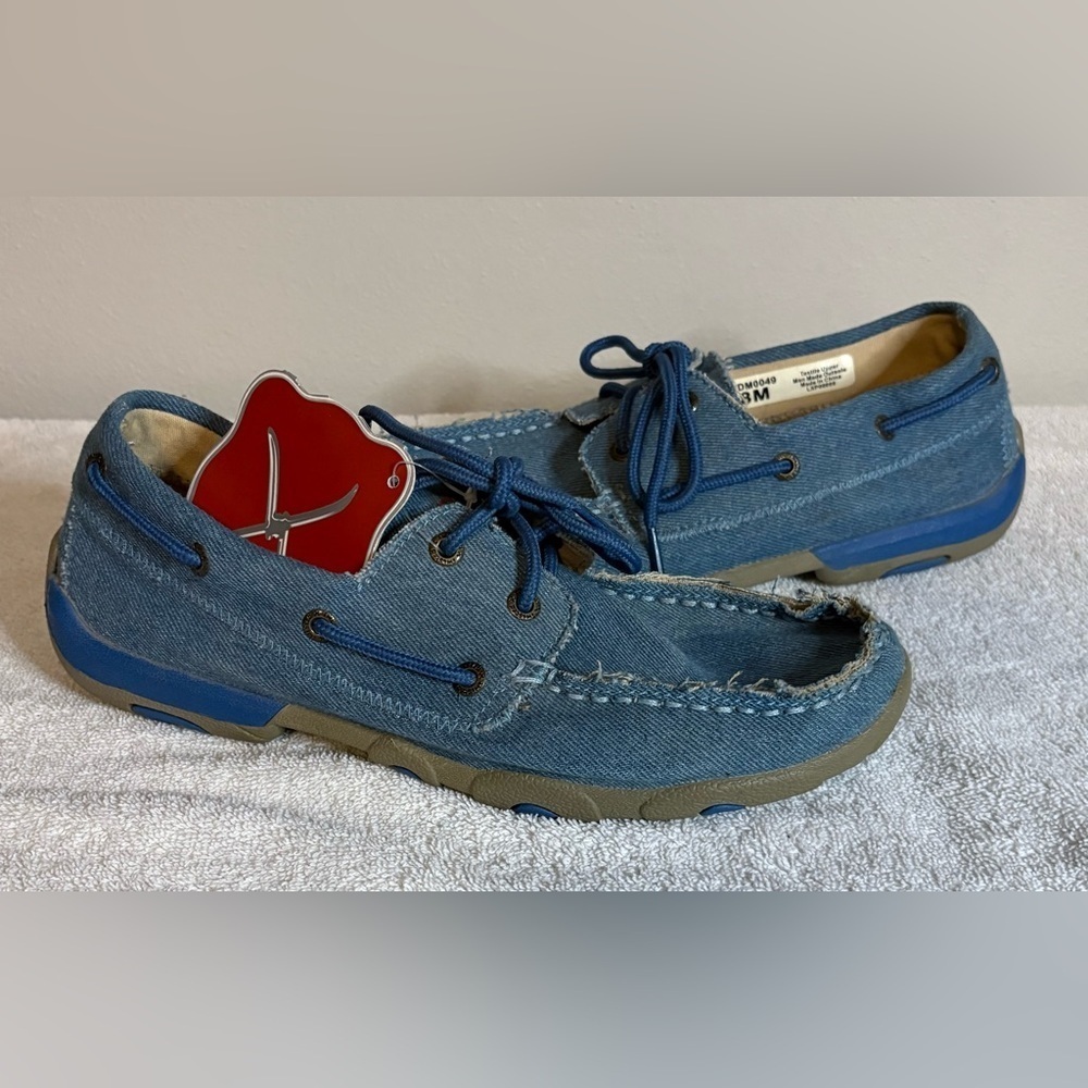 Twisted X Driving Mocs Women’s Denim Boat Shoes WDM0049 Size 8M